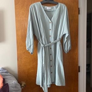 Light green size 12 Calvin Klein longsleeve button up dress